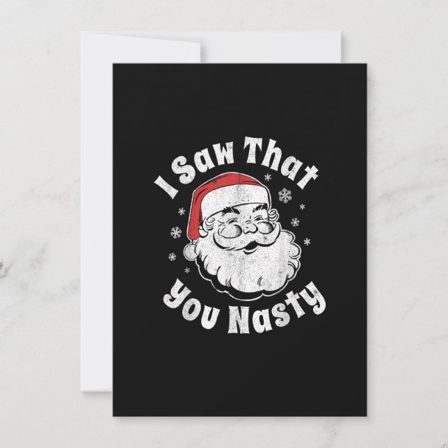 Invitation Noël Drôle Père Noël J'Ai Vu Que Vous Adulte Nasty (Devant)