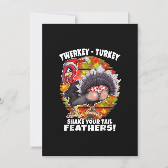 Invitation Noël drôle Thanksgiving Twerking Turquie Humour (Devant)