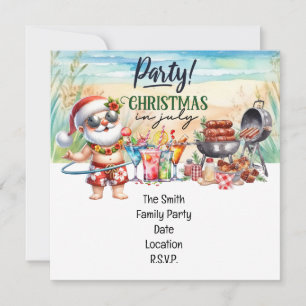 Invitation Noël du Père Noël en juillet Fête des voeux