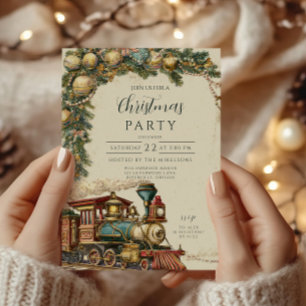 Invitation Noël du train à vapeur vintage