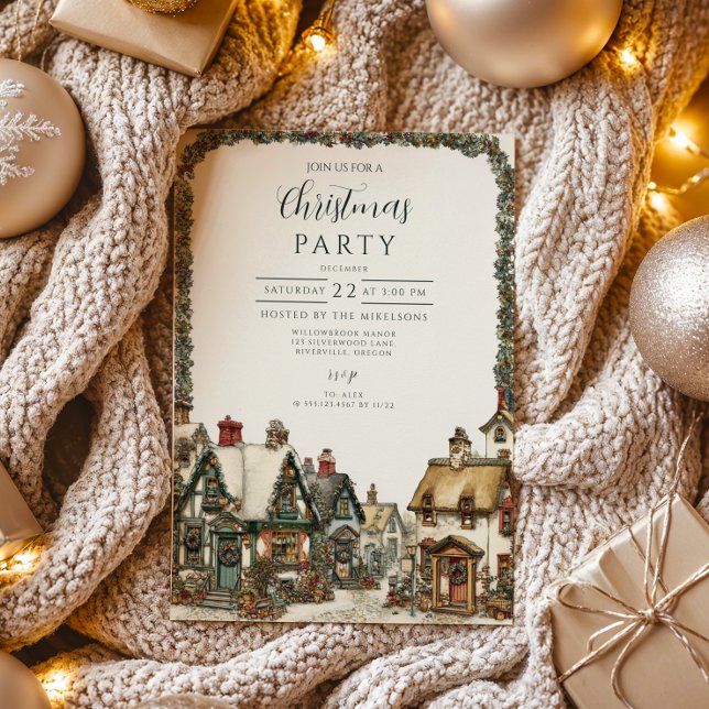 Invitation Noël du village d'hiver vintage (Créateur téléchargé)
