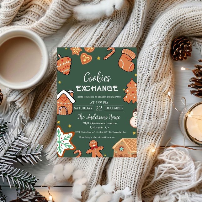 Invitation Noël Échange de biscuits fête de Noël (Créateur téléchargé)