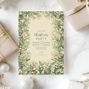 Invitation Noël élégant au houx blanc