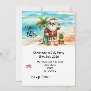 Invitation Noël en juillet avec PÈRE NOËL Sauvegarder la date