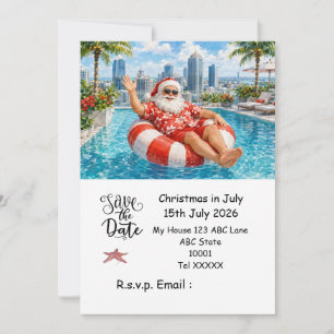 Invitation Noël en juillet avec PÈRE NOËL Sauvegarder la date