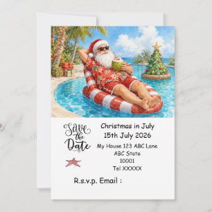Invitation Noël en juillet avec PÈRE NOËL Sauvegarder la date