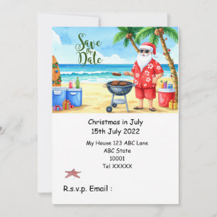 Invitation Noël en juillet avec PÈRE NOËL Sauvegarder la date