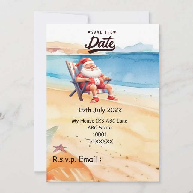 Invitation Noël en juillet avec SANTA CLAUS Enregistrer la da (Devant)