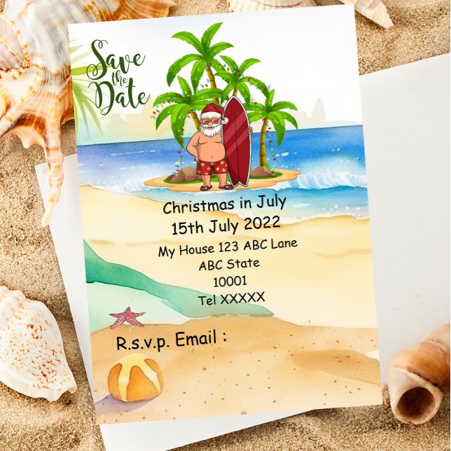 Invitation Noël en juillet avec SANTA CLAUS Enregistrer la da (Créateur téléchargé)