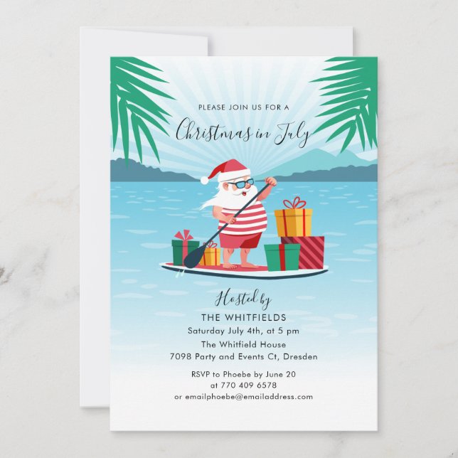 Invitation Noël en juillet Famille Été BBQ Beach Party (Devant)
