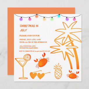Invitation Noël En Juillet Fête De Plage D'Été  