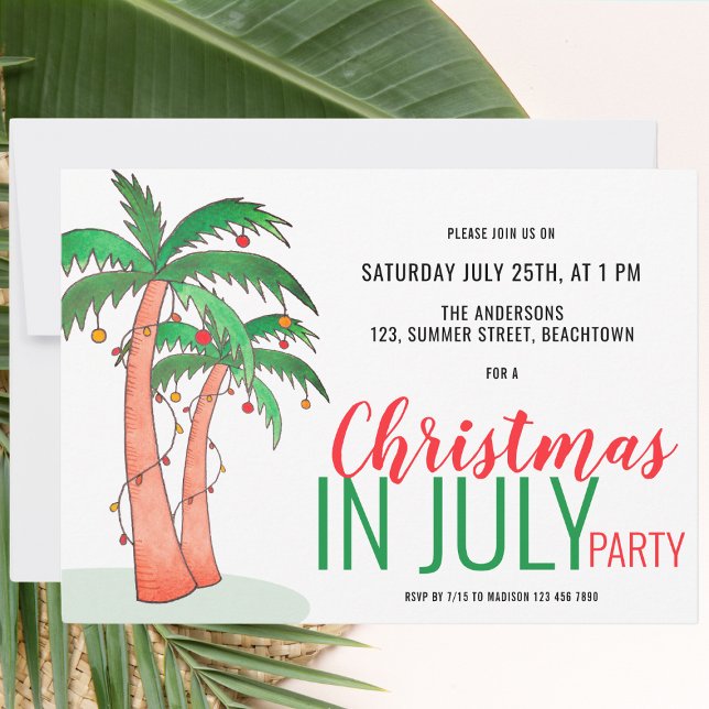Invitation Noël en juillet Fête d'été (Créateur téléchargé)