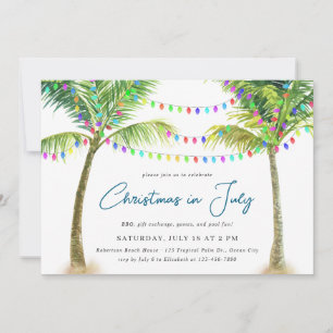 Invitation Noël en juillet Palmiers de plage tropicale