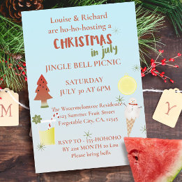 Invitation Noël en juillet 🍉 Pique-nique Jingle Bell