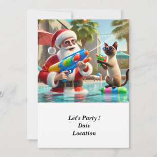 Invitation Noël en juillet Pool Party avec le Père Noël Invi