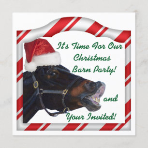 Invitation Noël Equestrio Cheval Pony Barn Party