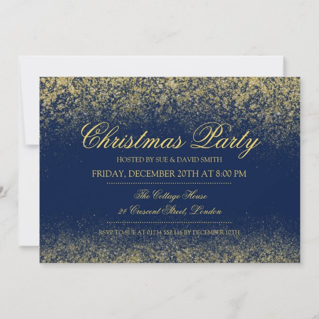 Invitation Noël étincelant or Parties scintillant poussière b (Devant)