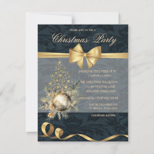 Invitation Noël Étoiles d'Or Ruban pour l'Arbre de Noël Boule