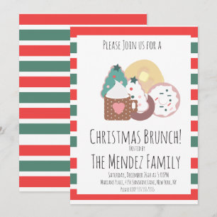 Invitation Noël Famille Brunch Pancakes Cookies Donuts