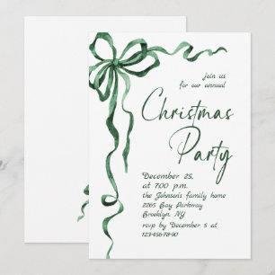 Invitation Noël Fantaisiste Vert Bow Party de Fêtes