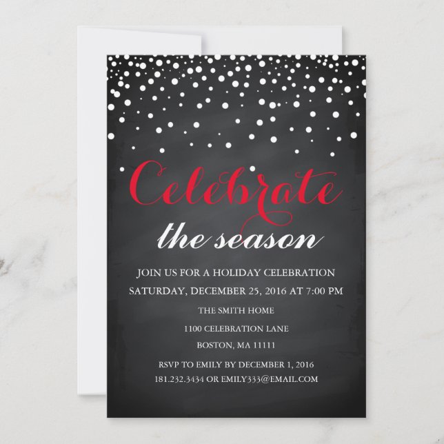 Invitation Noël Fête Black Chalkboard (Devant)