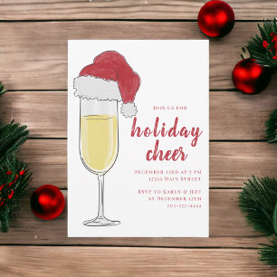 Invitation Noël Fête Cheer Cocktail Party Champagne