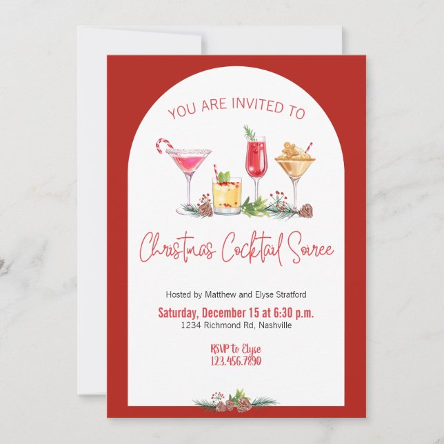 Invitation Noël Fête Cocktail Noël Travail de Noël (Devant)
