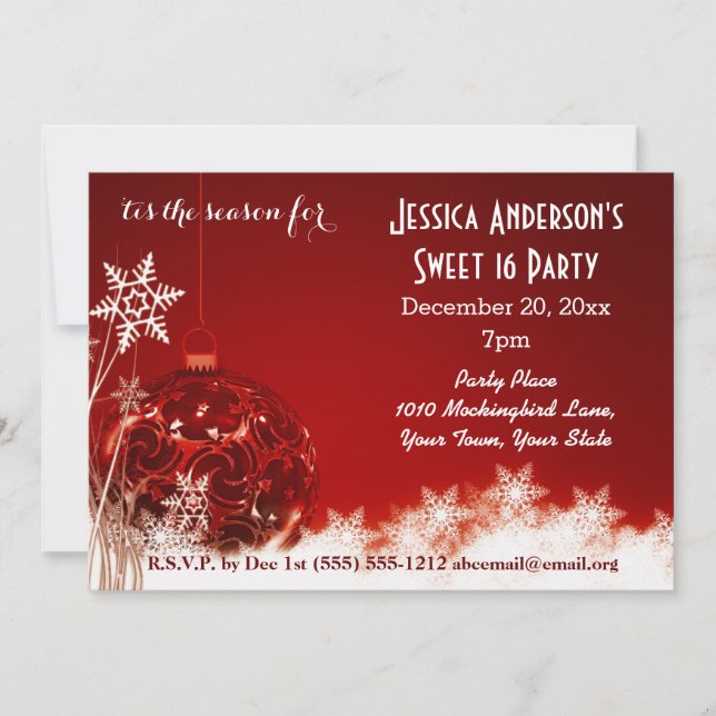 Invitation Noël Fête Douce 16 Anniversaire (Devant)