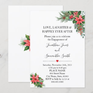 Invitation Noël Fête Poinsettia Fiançailles Mariage
