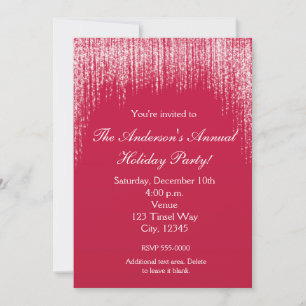Invitation Noël Fêtes Parties scintillant rouge Élégante Invi