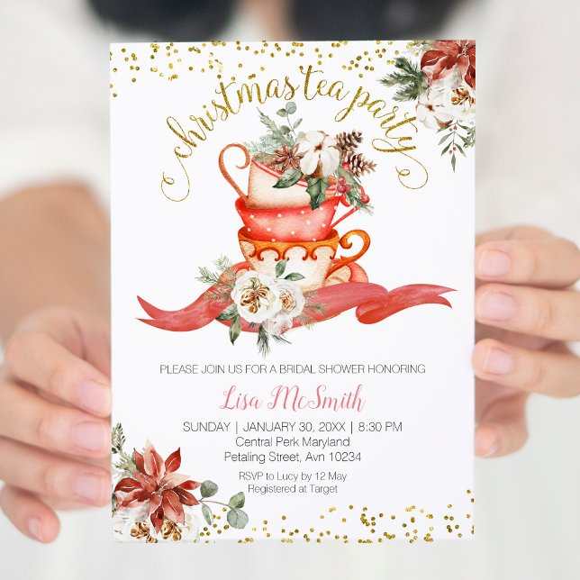 Invitation Noël Fêtes Tea Party Fête des mariées (Créateur téléchargé)