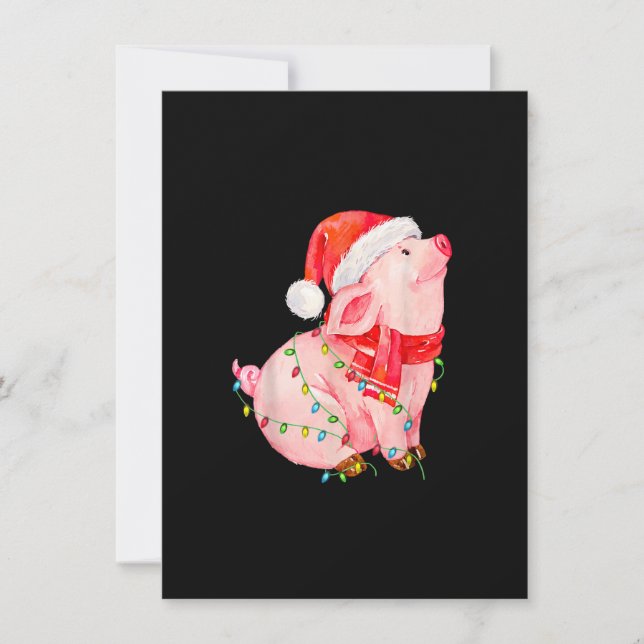 Invitation Noël Feux de cochon Noël Cadeaux de chapeau pour g (Devant)