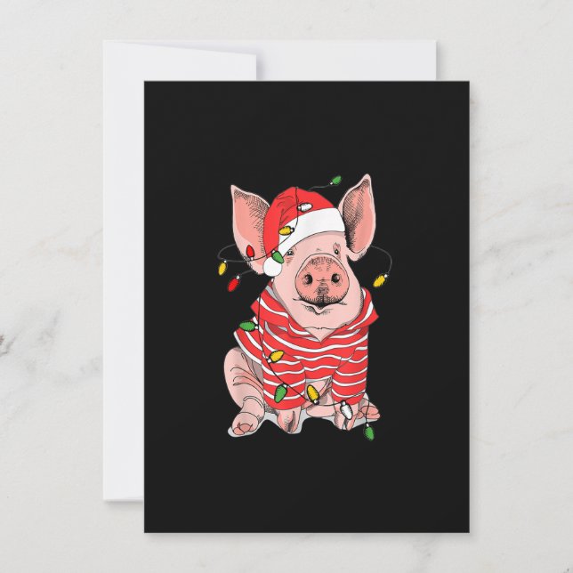 Invitation Noël Feux de cochon Noël Cadeaux de chapeau pour g (Devant)