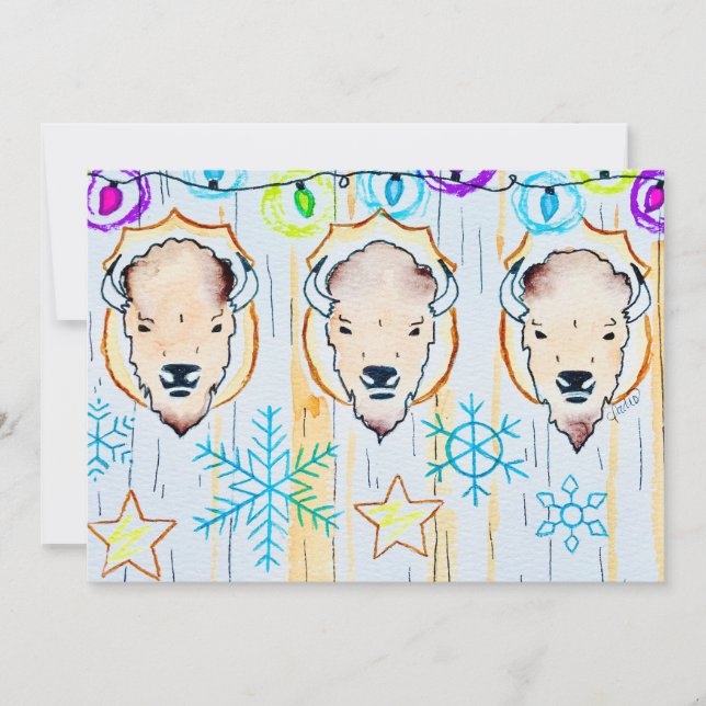 Invitation Noël flocon de neige de buffle (Devant)