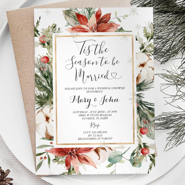 Invitation Noël Floral C'est la saison pour se marier (Créateur téléchargé)