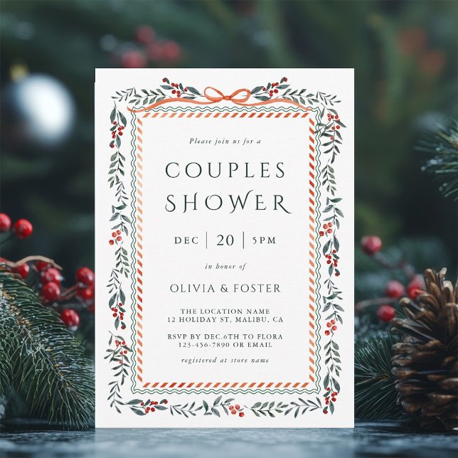 Invitation Noël Frame framboise Couples Douche (Créateur téléchargé)