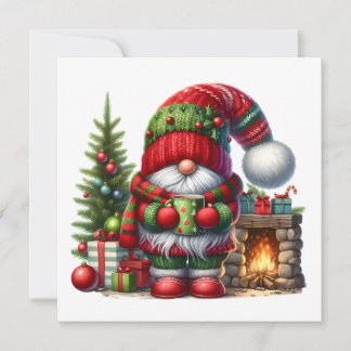Invitation Noël Gnome Art Cosy – Fêtes de fin d'année