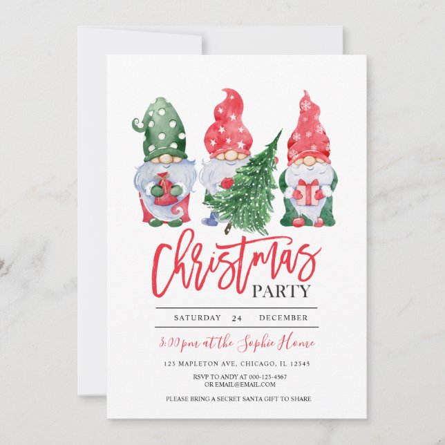 Invitation Noël Gnomes Fête de Noël (Devant)