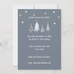 Invitation Noël Gold Stars Bleu