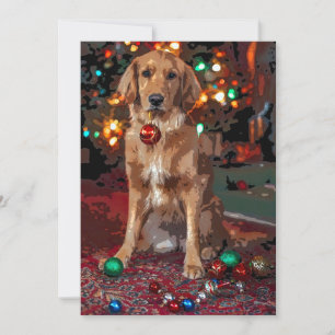 Invitation Noël Golden Retriever