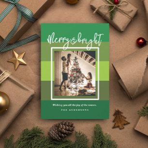 Invitation Noël Gree Merry et Bright Holiday Card