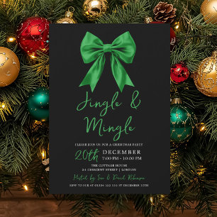 Invitation Noël Green Jingle & Mingle Fête avec Arc Noir