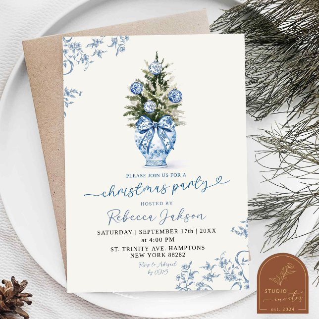 Invitation Noël hiver Chinoiserie Fête (Créateur téléchargé)