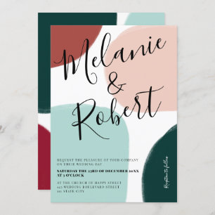 Invitation Noël hiver formes tonalité initiales mariages