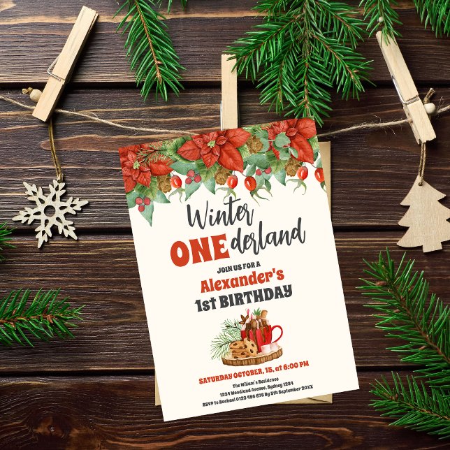 Invitation Noël hiver Onederland Premier anniversaire (Créateur téléchargé)