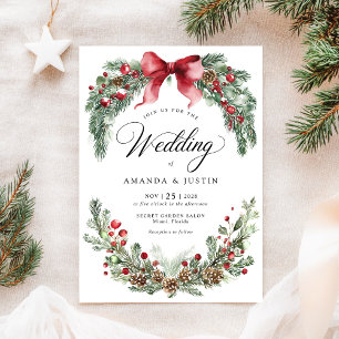Invitation Noël hiver Rustique Mariage de verdure
