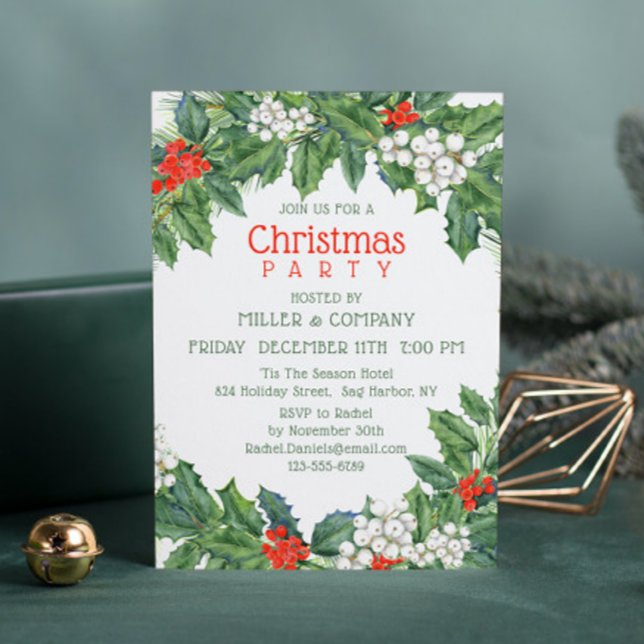 Invitation Noël Holly Floral Corporate Christmas Party (Créateur téléchargé)