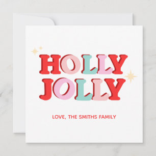Invitation Noël Holly Jolly Rose Super