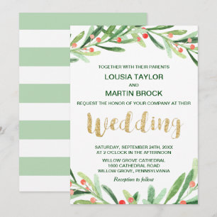 Invitation Noël Holly Mariage