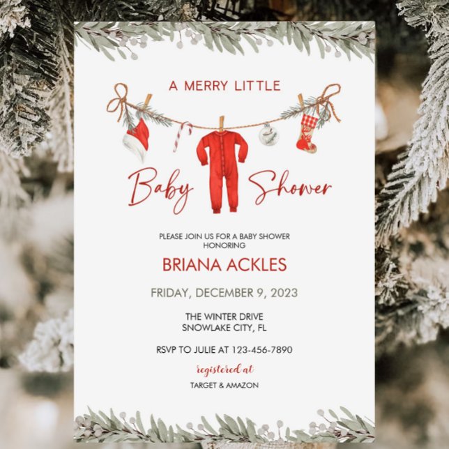 Invitation Noël Joyeux petit Baby shower (Créateur téléchargé)